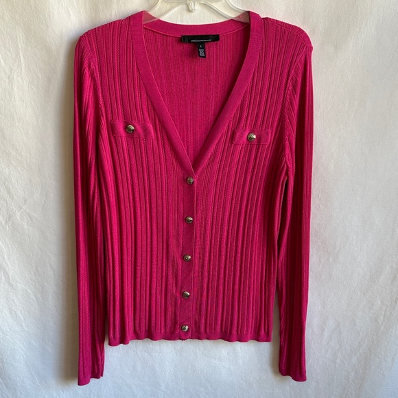White House Black Market Sweaters - White House Black Market fuschia snap front cardigan, size L